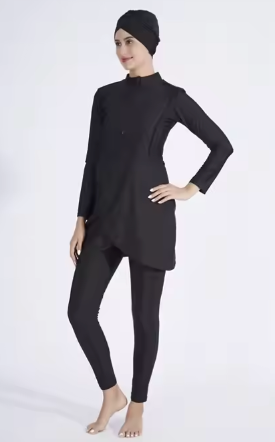 Plain Black  Modest Swimwear - 3PC